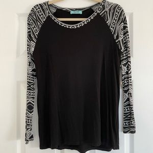 Black Long Sleeve Shirt Small with Pattern